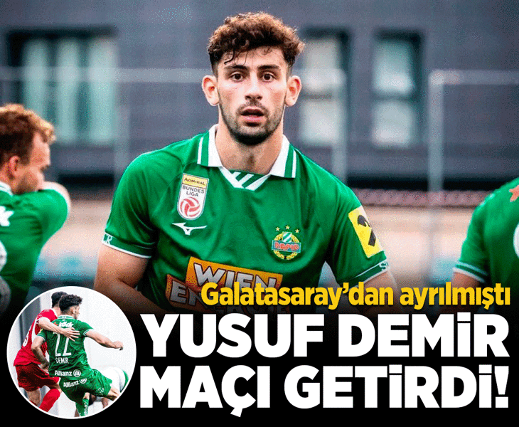 Galatasaray'dan ayrılmıştı! Yusuf Demir, yeni takımı Rapid Wien'i Avrupa'da zafere taşıdı
