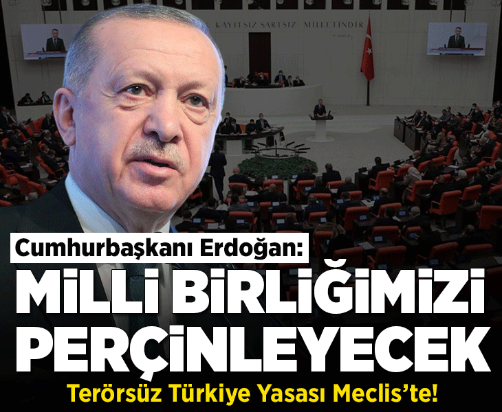 Terörsüz Türkiye Yasası Meclis'te! Cumhurbaşkanı Erdoğan: Milli birliğimizi perçinleyecek