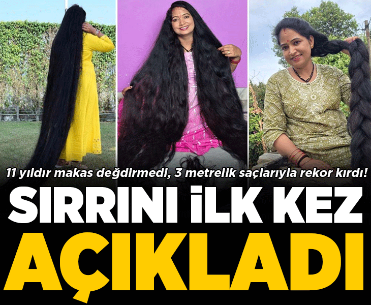 11 yıldır makas değdirmedi, 3 metrelik saçlarıyla rekor kırdı! Sırrını ilk kez açıkladı