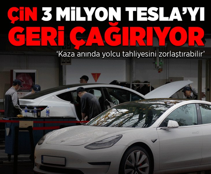 Çin'de kapı kolları yüzünden yaklaşık 3 milyon Tesla geri çağrılıyor