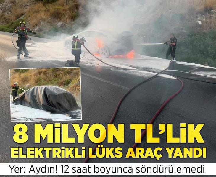 8 milyonluk lüks araç yolda alev alev yandı! 12 saat boyunca söndürülemedi