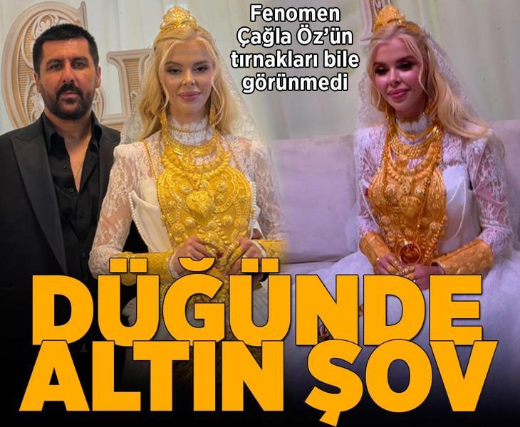 Fenomen Çağla Öz’ün kınasında altın şov! Öyle takılar taktı ki tırnakları bile görünmedi