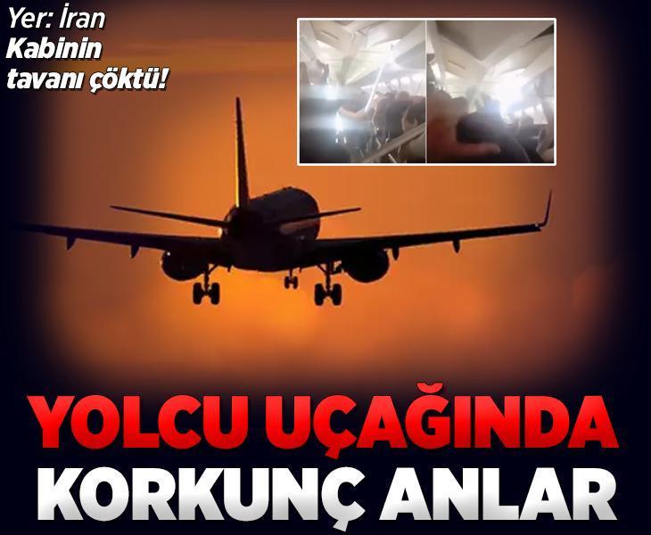 Yolcu uçağında korkunç anlar kamerada! Kabinin tavanı böyle çöktü