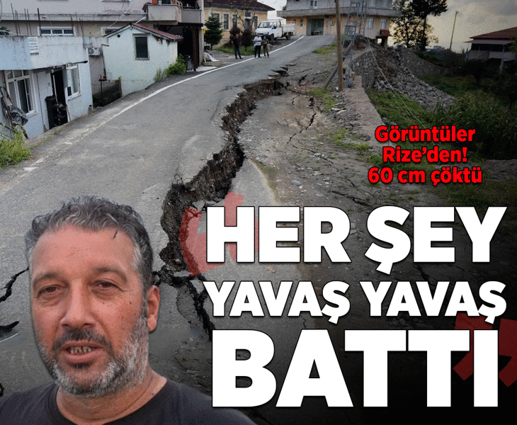 Rize’de sel felaketi! Yol 60 santimetre çöktü, istinat duvarı ayakta kaldı: 'Bir anda her şey bitti'