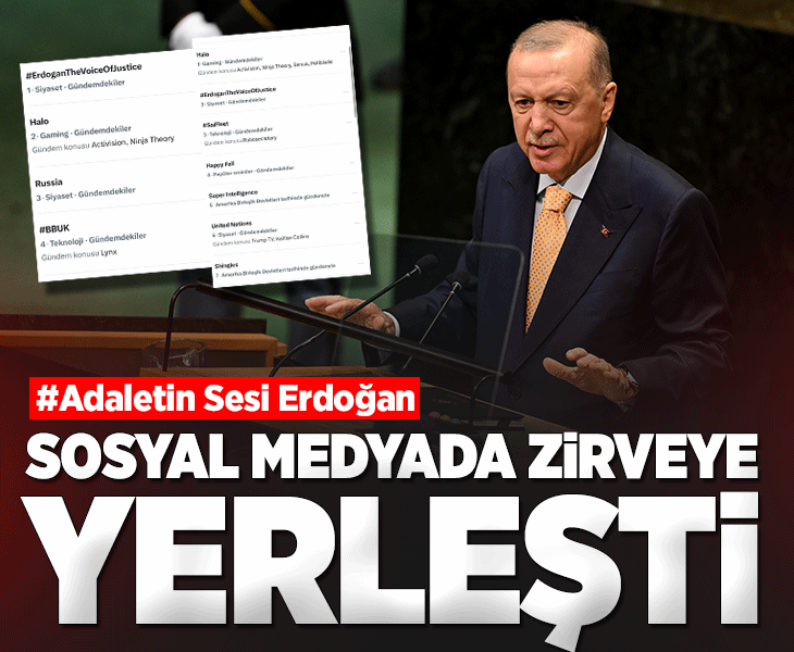 Cumhurbaşkanı Erdoğan'ın BM konuşması sanal medyada zirveye yerleşti: Adaletin Sesi Erdoğan