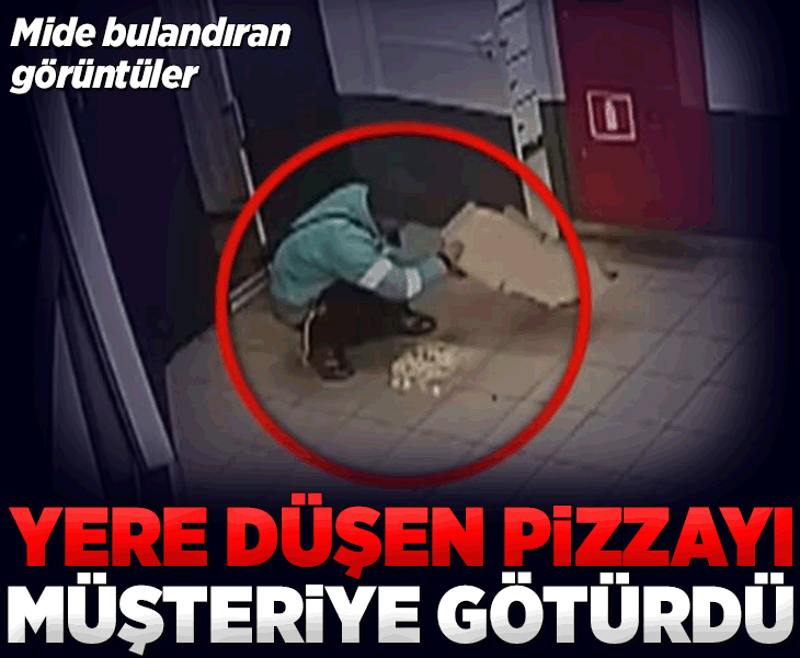 Kuryeden iğrenç hareket! Yere düşen pizzayı kutusuna koyup teslimata gitti