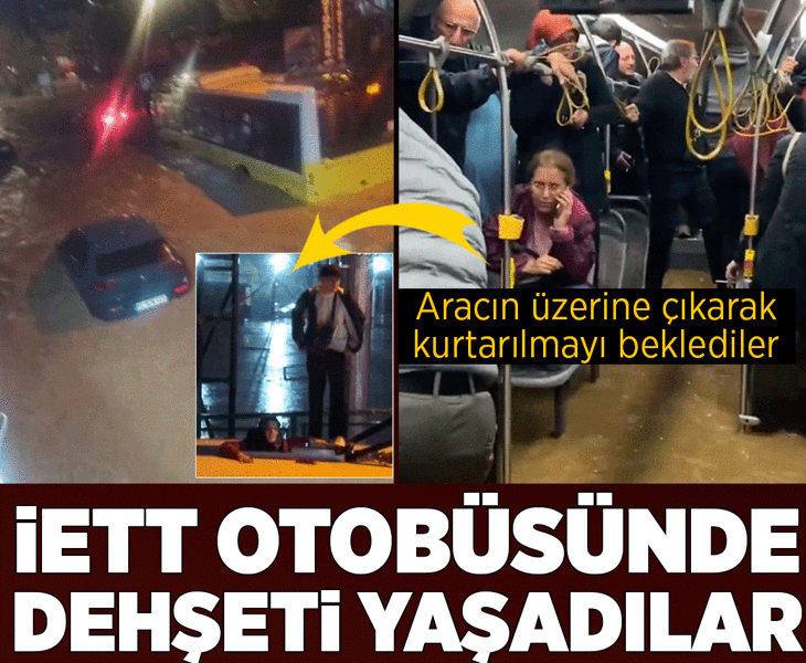 Sarıyer'de İETT otobüsünde can pazarı kamerada! Mahsur kalan yolcular aracın üzerine tırmanarak kaçmak zorunda kaldı