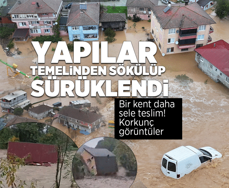 Sakarya'da şiddetli sağanak! Dere kenarındaki iki katlı ev yıkıldı