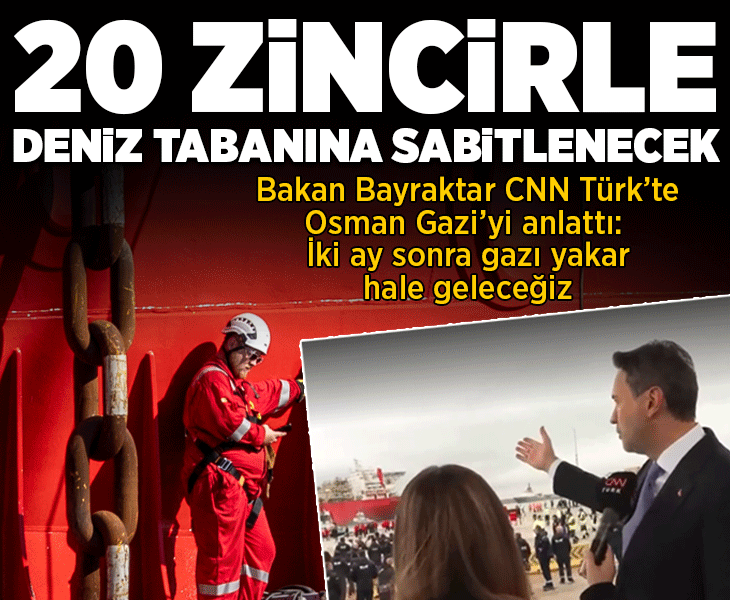 Denizin üzerinde dev fabrika! Bakan Bayraktar: Osman Gazi deniz tabanına 20 zincirle sabitlenecek