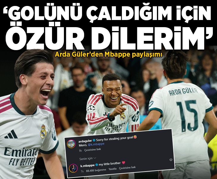 Real Madrid'de Arda Güler'den Mbappe paylaşımı! 'Golünü çaldığım için özür dilerim'