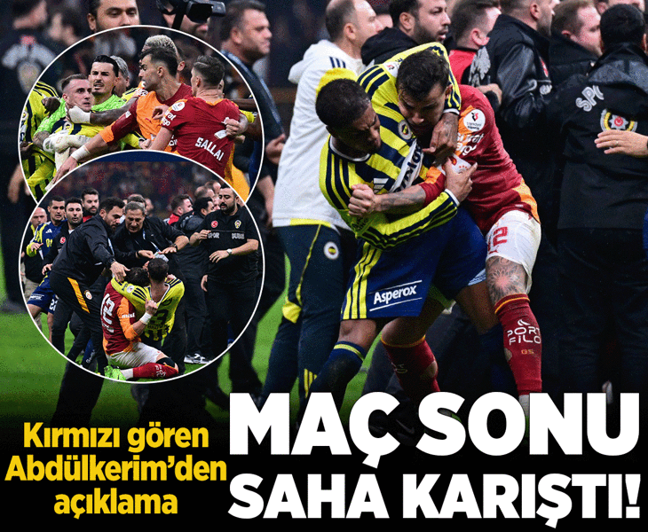 Galatasaray - Fenerbahçe derbisi sonunda saha karıştı! Abdülkerim Bardakcı ve Archie Brown'a kırmızı kart