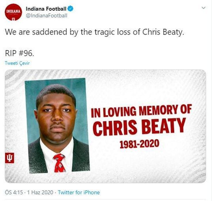 Eski Amerikan futbolcusu Chris Beaty, ABDdeki olaylarda hayatını kaybetti