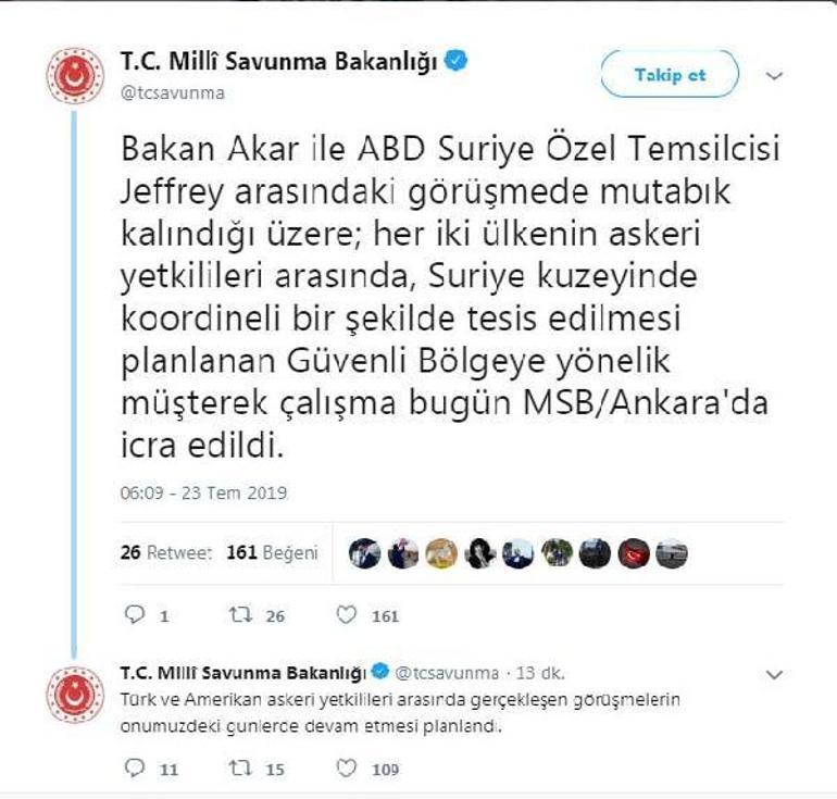 Ankarada hareketli saatler Türkiye ile ABD güvenli bölge görüşmelerine başladı