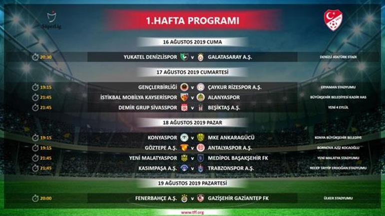 Süper Ligde ilk 3 hafta programı açıklandı