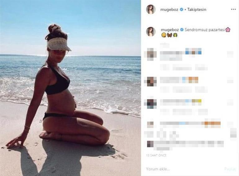 6 aylık hamile Müge Bozdan bikinili poz