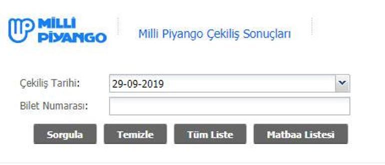 Milli Piyango sonuçları 29 Eylül 2019 | Milli Piyango bilet sorgulama