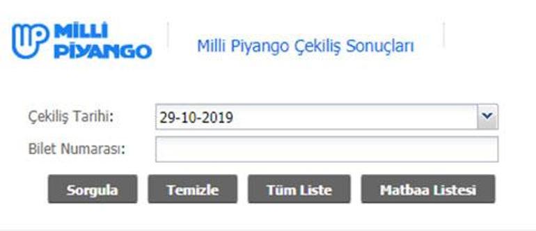 Milli Piyango sonuçları 29 Ekim 2019 | Milli Piyango bilet sorgulama