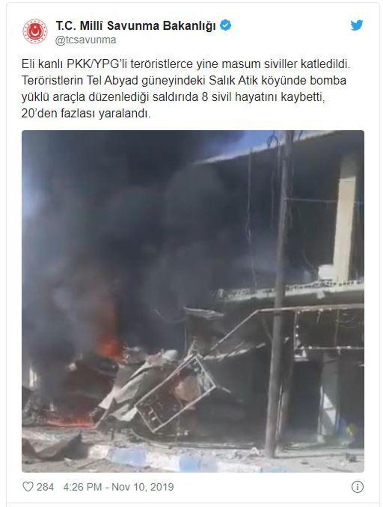 Tel Abyadda PKK/PYDli teröristlerce bombalı saldırı: 8 ölü, 30 yaralı