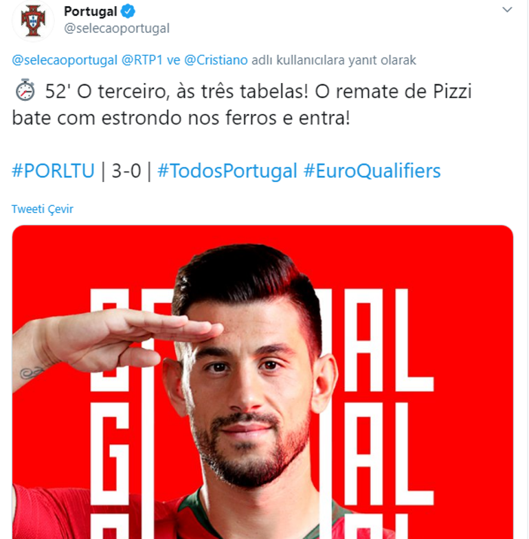 Portekizden asker selamlı gol sevinci paylaşımı