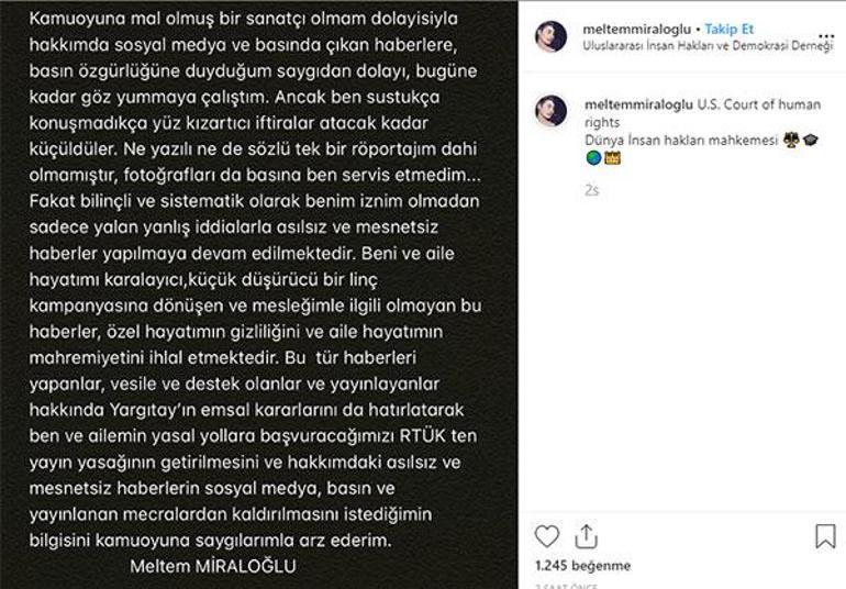 Meltem Miraloğlundan şok açıklama