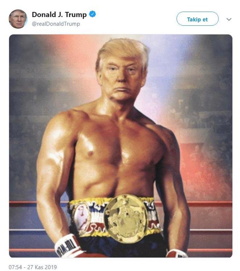 Trump Rocky Balboa oldu Twitterdan paylaştı...