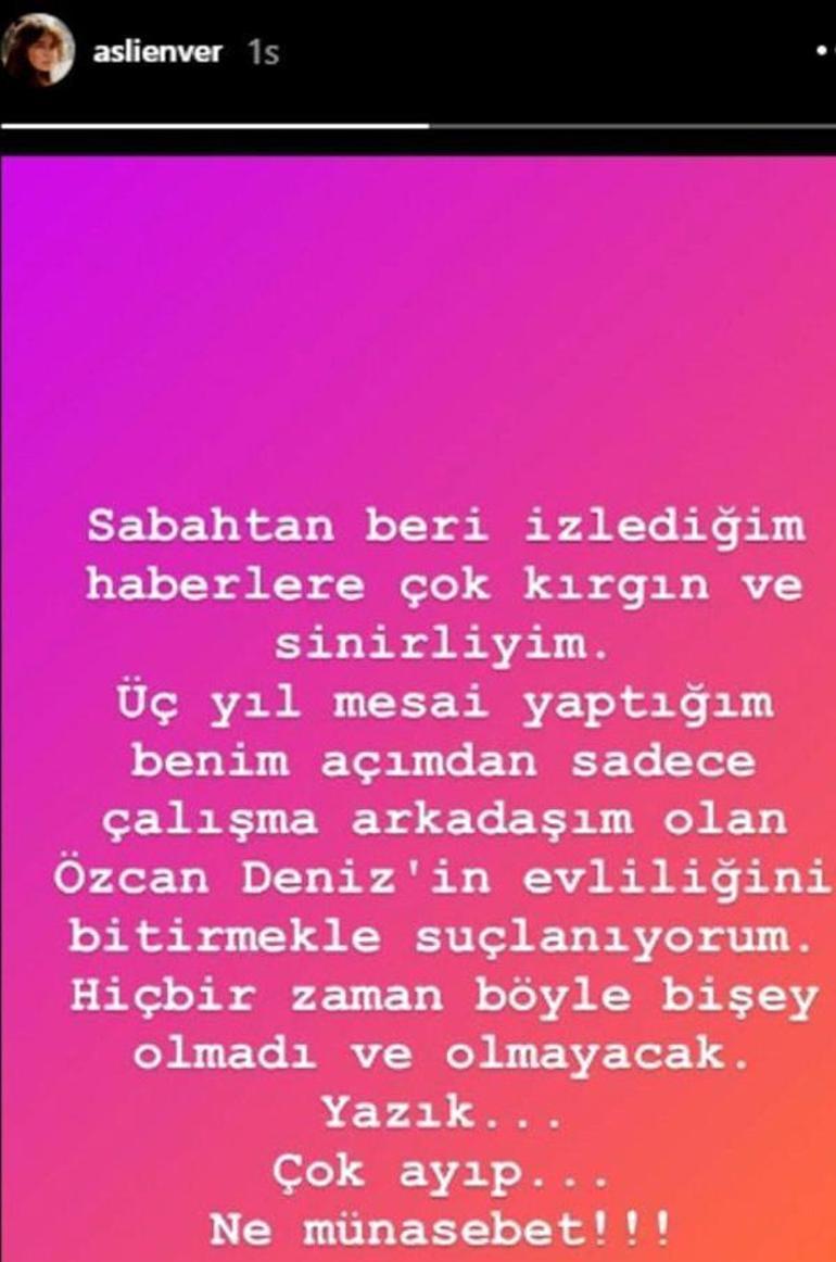 Özcan Deniz-Feyza Aktan ayrılığının sebebi olarak gösterilen Aslı Enverden yanıt