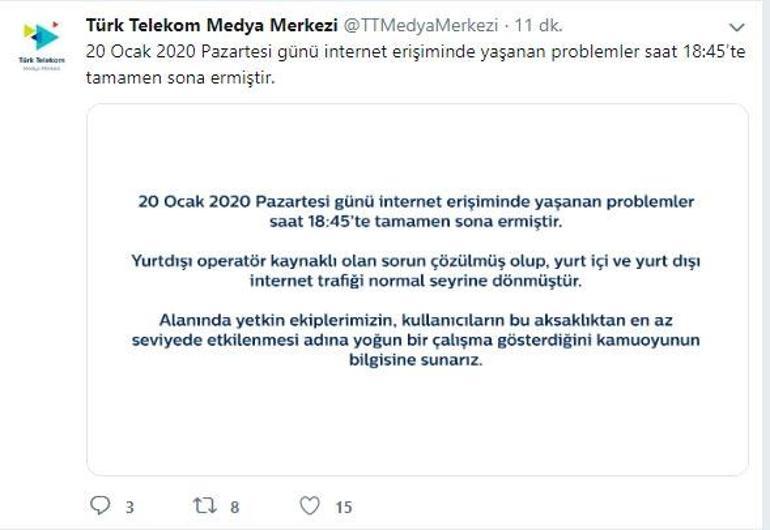 Son dakika | Türk Telekomdan son dakika internet erişimiyle ilgili açıklama