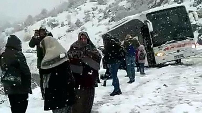Yolcu otobüsü, uçurumun kenarında durdu