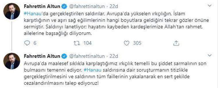 İletişim Başkanı Fahrettin Altundan Almanyadaki ırkçı saldırıya tepki