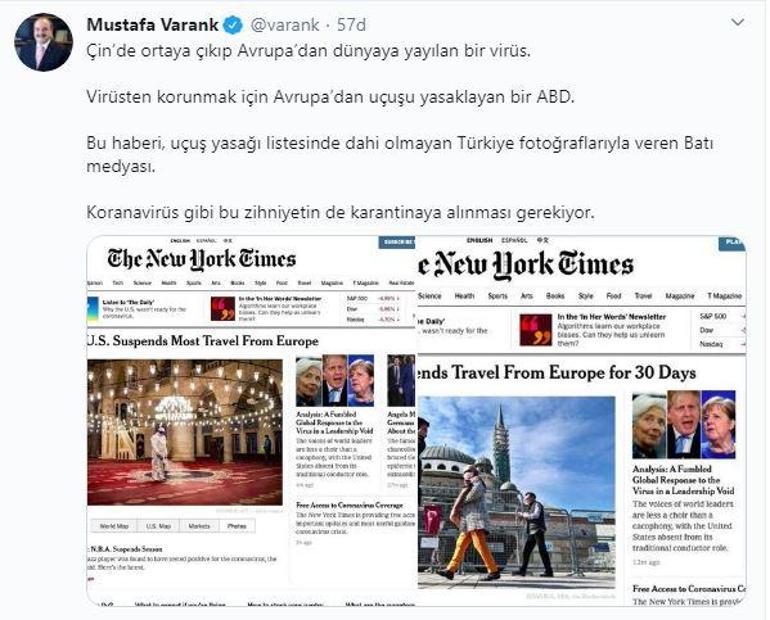 Son dakika: ABD gazetesinden skandal corona virüs haberi Türkiyeden...