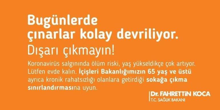 Son dakika haberi: Sağlık Bakanı Kocadan 65 yaş ve üstü olanlar için çağrı: Sokağa çıkma yasağına uyun