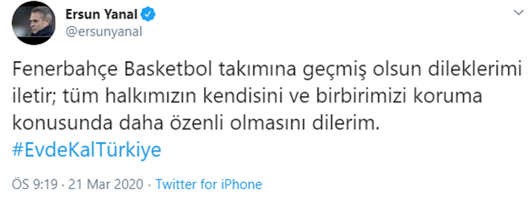 Ersun Yanaldan Fenerbahçe paylaşımı