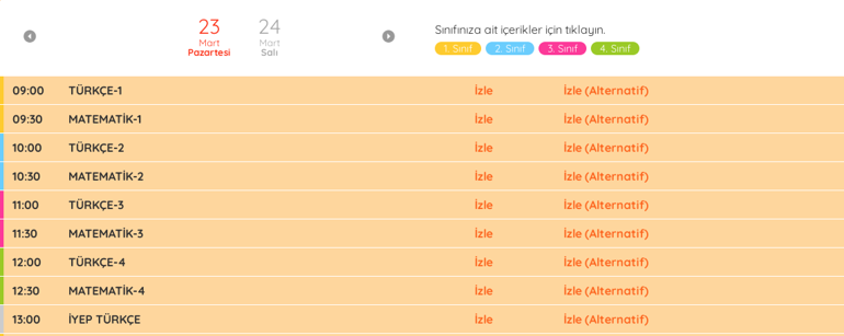 EBA uzaktan eğitim ders proragmı... EBA TV internet ders yayını izle...