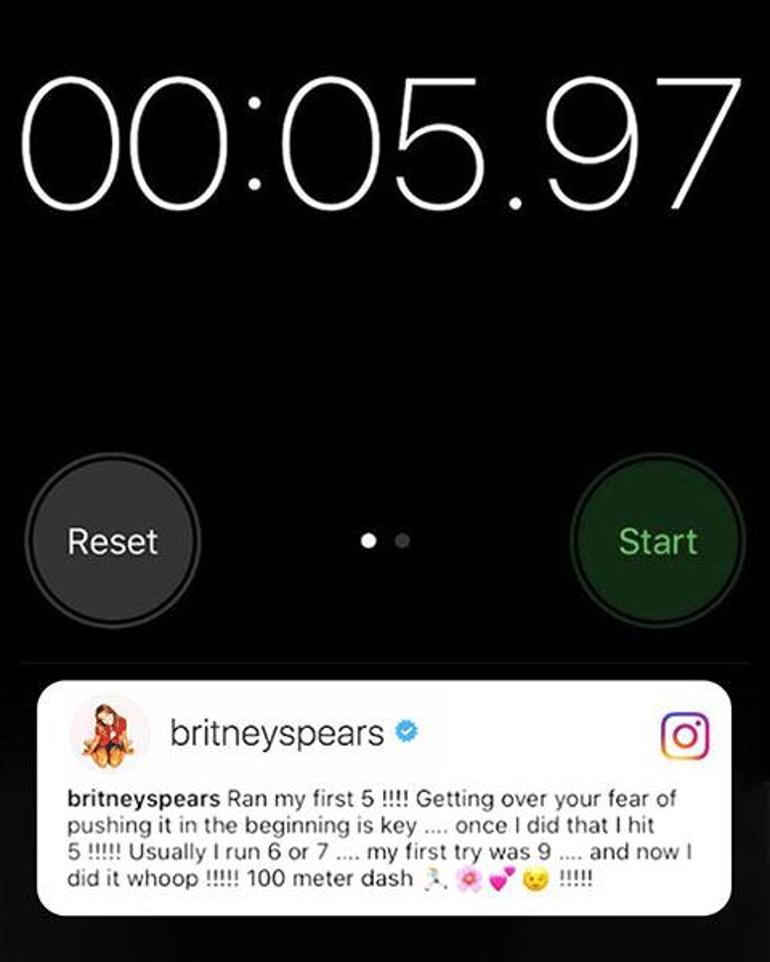 Britney Spearsdan olay iddia 100 metreyi 5.97 saniyede koştu