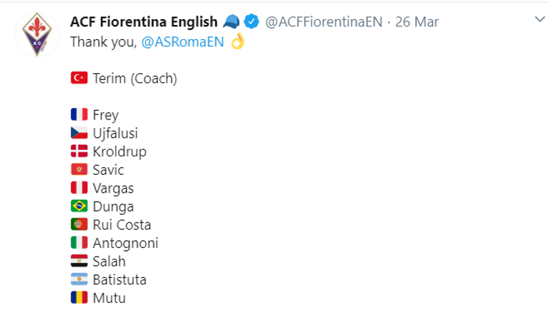 Fiorentinadan Fatih Terim paylaşımı