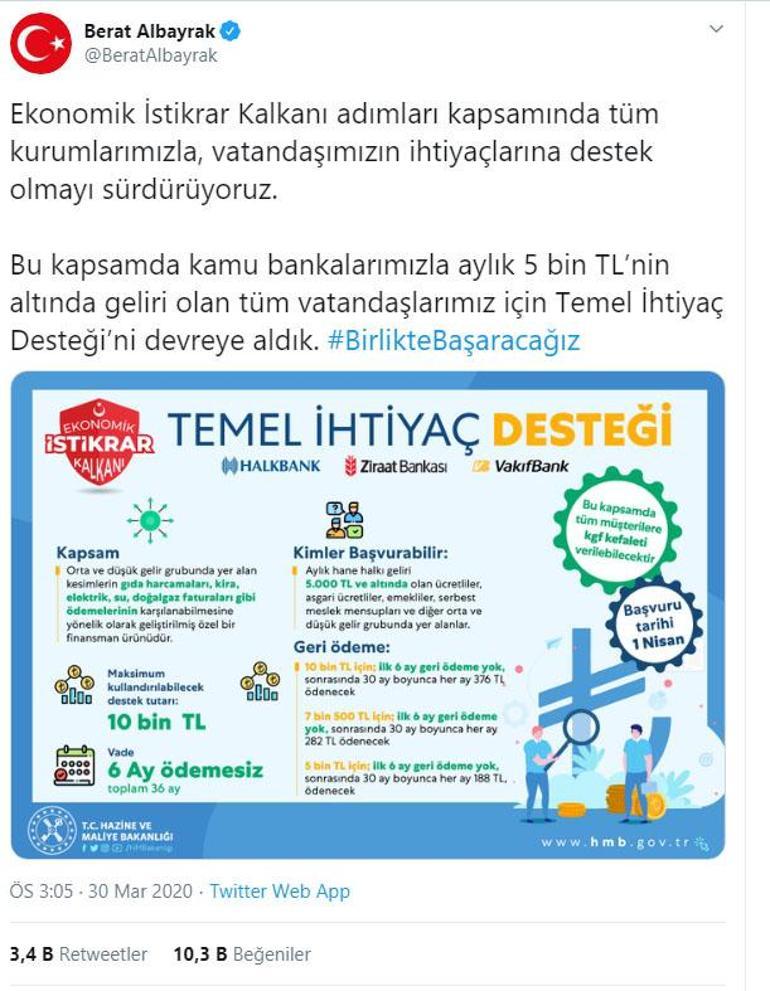 Temel İhtiyaç Desteği başvuru ekranı Temel İhtiyaç Destek kredisi başvuru şartları neler, 6 ay ödemesiz krediyi kimler alabilir