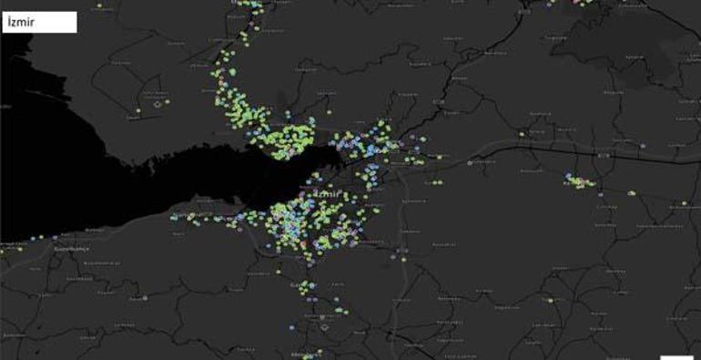 İzmir'deki yoğunluk haritası