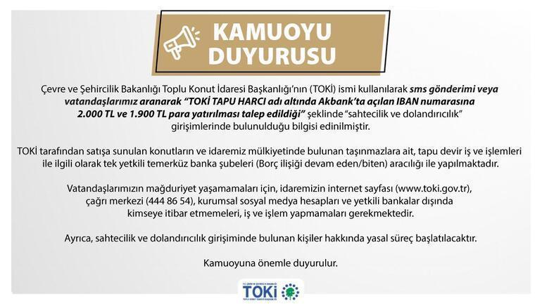 TOKİden uyarı yapıldı Dikkat...