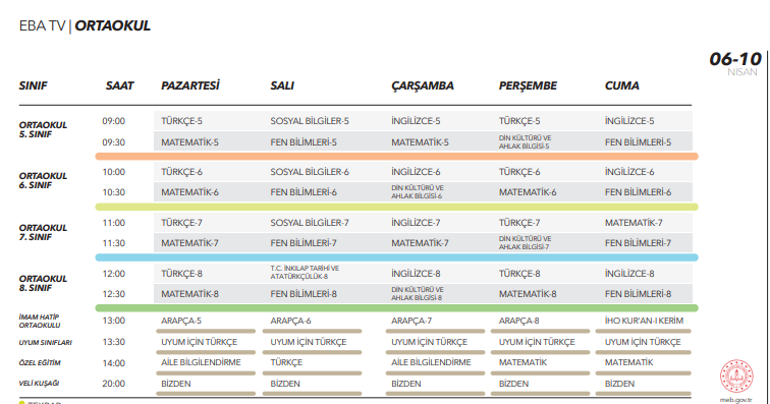 EBA TV canlı izle 9 Nisan ders programı ve TRT EBA frekans bilgileri