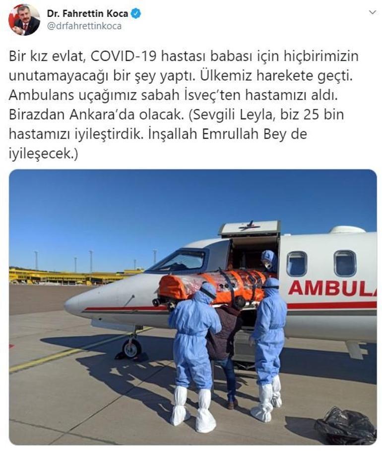 Son dakika İsveçteki Türk hasta Emrullah Gülüşken Türkiyede