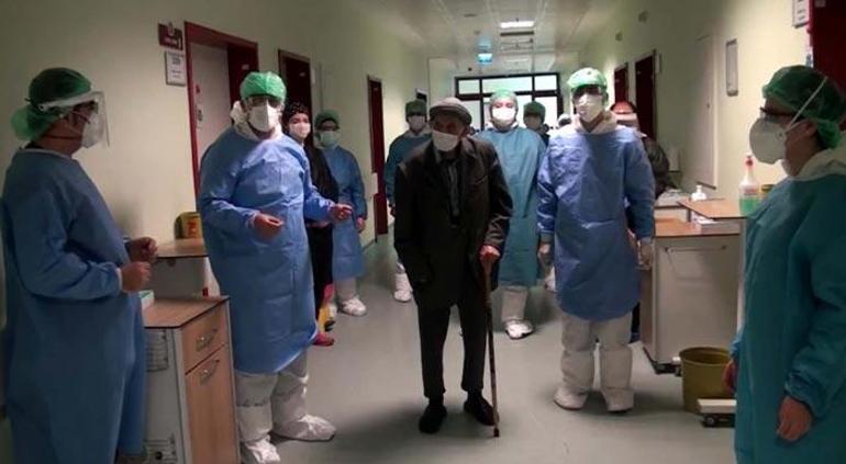101 yaşında corona virüsü yendi Alkışlarla taburcu edildi