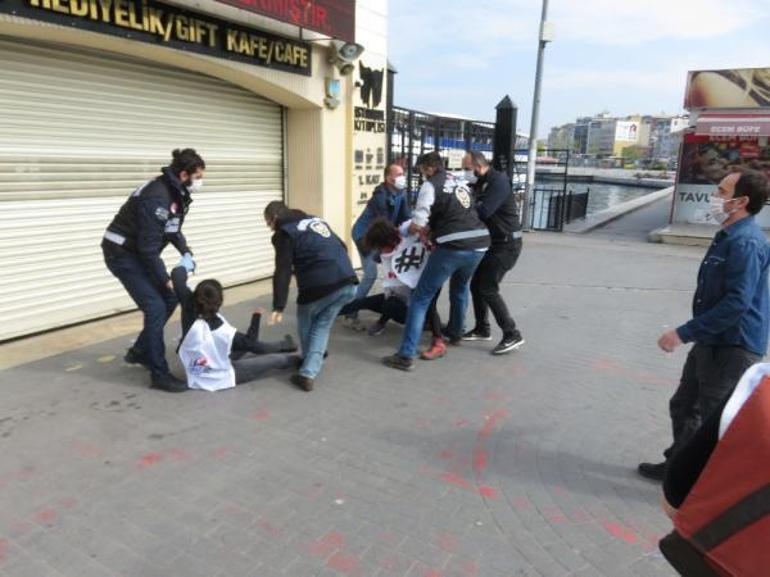 Son dakika: DİSK önünden Taksime yürümek isteyen gruba ve Kadıköyde eylem yapanlara gözaltı
