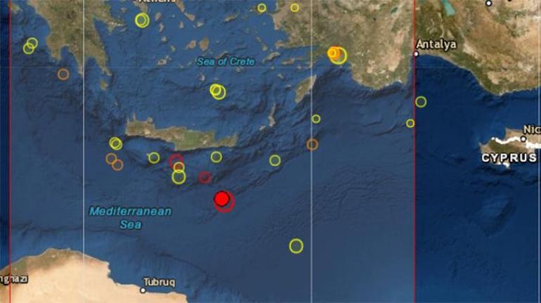 Son dakika Akdenizde Girit açıklarında şiddetli deprem Depremin büyüklüğü...
