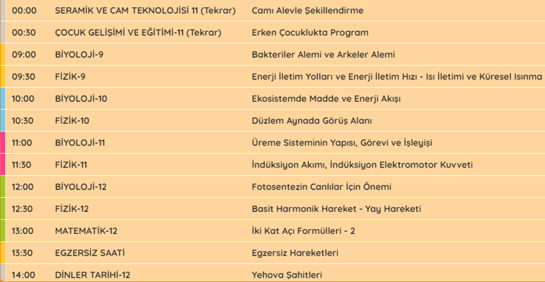 EBA TV 14 Mayıs ders programı EBA TV canlı ders yayını izleme linkleri ve frekans bilgileri