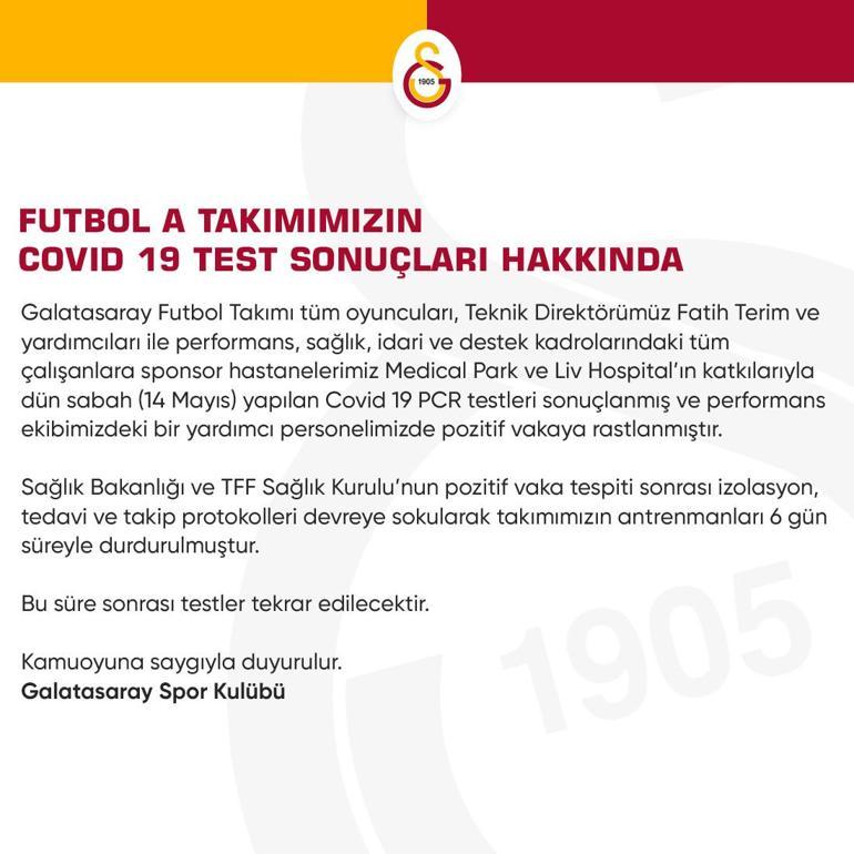 Son dakika | Galatasarayda bir kişinin koronavirüs test sonucu pozitif çıktı