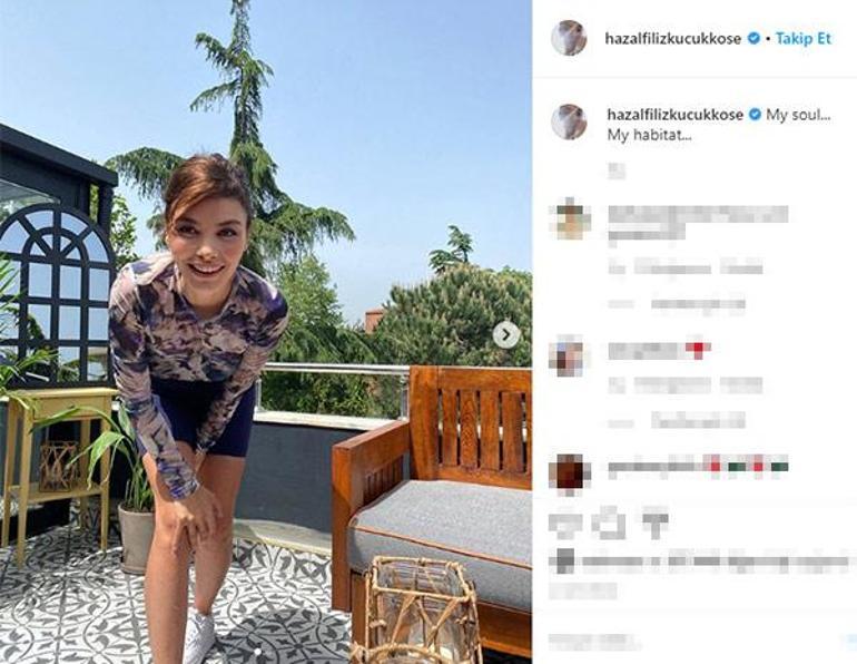 Hazal Filiz Küçükköseden teras pozu