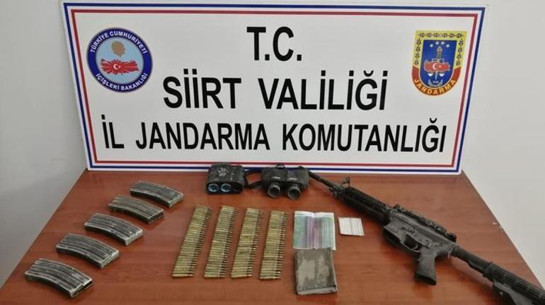 Siirt kırsalında PKKlı teröristlere ait silah ve mühimmat ele geçirildi