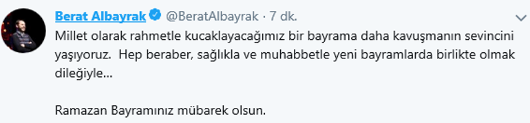 Bakan Albayraktan bayram mesajı