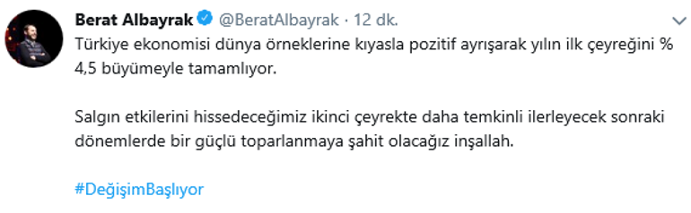 Son dakika: Bakan Albayraktan büyüme açıklaması
