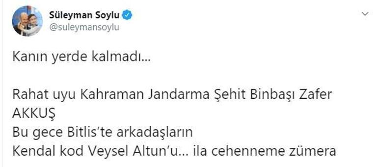 Son dakika I Bakan Soylu duyurdu Binbaşıyı şehit eden terörist öldürüldü